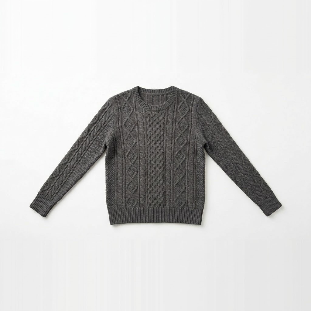 Cable Knit Crewneck Sweater 2